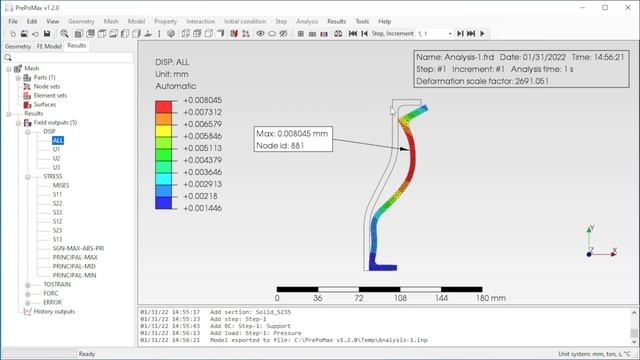 PrePoMax & CalculiX - Axisymmetry смотреть онлайн