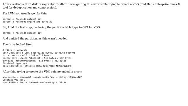 vdo: ERROR - Device /dev/sdc excluded by a filter смотреть онлайн