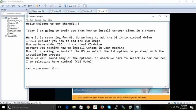 How to install CentOS 7 / Redhat Linux in VMWare Step - By - Step Process смотреть онлайн