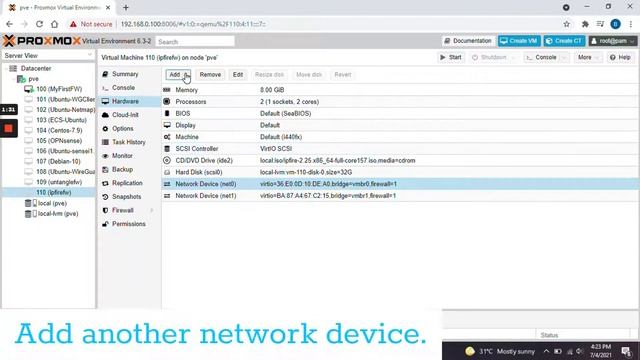 How to add a network device to IPFire VM on Proxmox VE смотреть онлайн