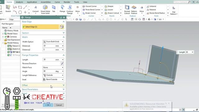 Siemens Unigraphics NX-Sheet Metal || Contour Flange Feature || Flange Feature смотреть онлайн