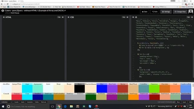 Colors - pure jQuery - without HTML!! (Example of Array and EACH)-1 смотреть онлайн