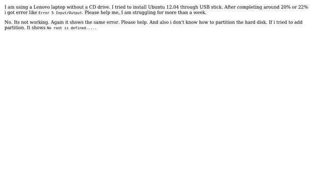 Ubuntu: Error 5 Input/Output When trying to install Ubuntu 12.04 смотреть онлайн