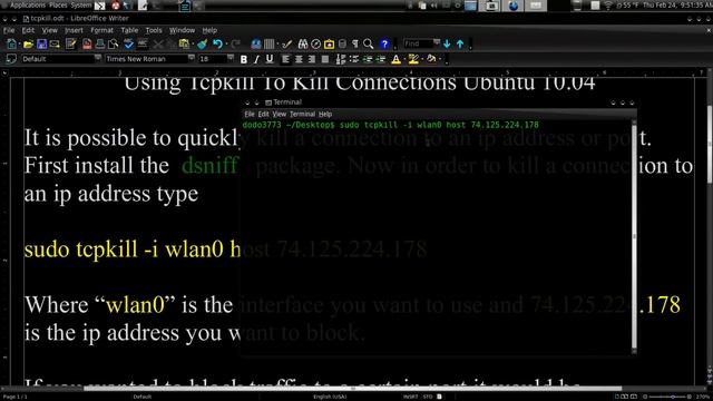 Using Tcpkill To Kill Connections Ubuntu 10.04 смотреть онлайн