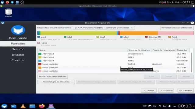 Instalando o Regata OS ao lado do Windows 10 (com EFI) usando o particionamento manual смотреть онлайн
