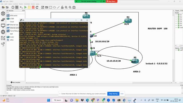 OSPF (Communication between 3 different area using ABR) смотреть онлайн