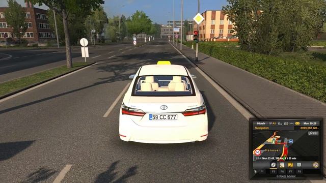 Toyota Corolla Taxi Cab on European Road Way to KiEL Europe Truck Simulator 2 Ets2 1.35 tengames смотреть онлайн