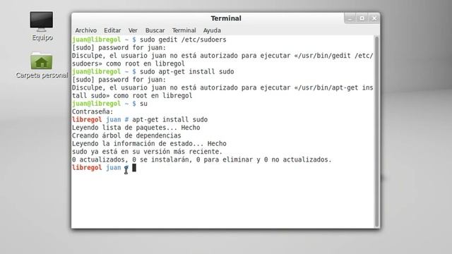 Uso del comando sudo en Linux Mint смотреть онлайн