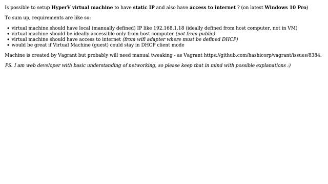 How to setup HyperV virtual machine to have static IP and have access to internet? смотреть онлайн