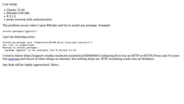Ubuntu: Installing r-packages in RStudio with proxy смотреть онлайн