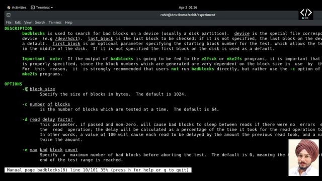 Badblocks Command : Disk Filesystem Management Command | Linux Command | class #1 смотреть онлайн