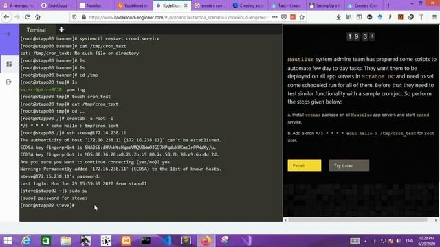 Linux System Administrator : Create a Cron Job and show Status смотреть онлайн