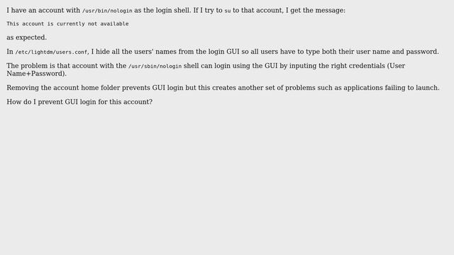 Ubuntu: /usr/sbin/nologin & GUI login смотреть онлайн