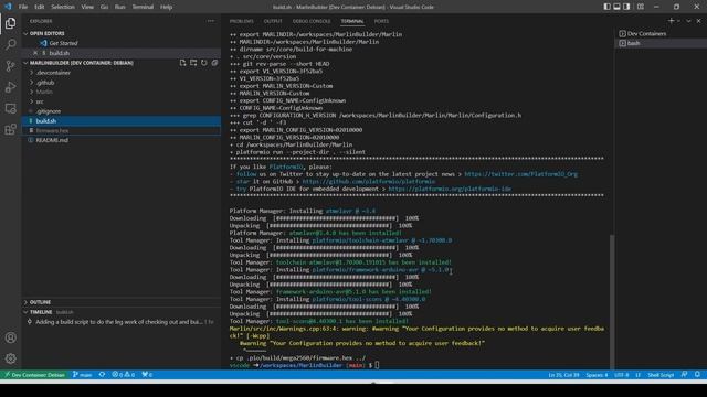Build of V1Engineering Marlin Firmware in DevContainers смотреть онлайн