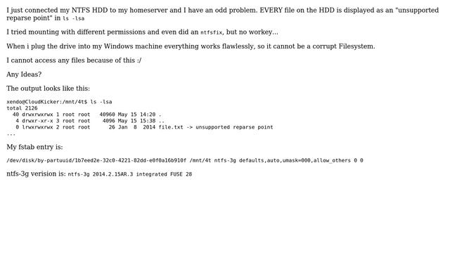 NTFS-3G: All files are an "unsupported reparse point" смотреть онлайн