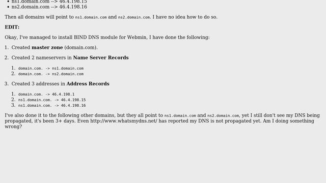 In Webmin (BIND DNS), how do I make ns1.xx.com, ns2.xx.com point to 2 different IPs for multiple... смотреть онлайн