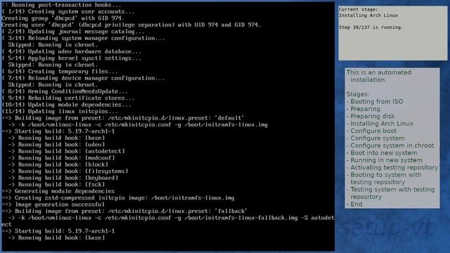 Arch Linux installation recording to kernel 5.19.7-arch1-1 (core) смотреть онлайн