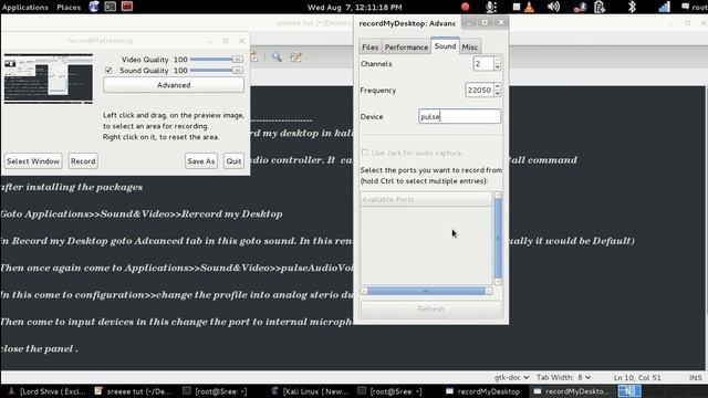 How to record audio with record my desktop in kali linux смотреть онлайн