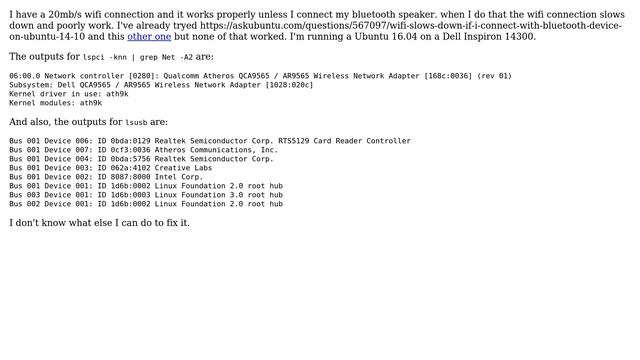 Ubuntu: Wifi connection slows down when bluetooth speaker is connected смотреть онлайн