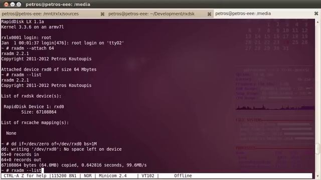 RapidDisk LX 1.1a in action on the BeagleBoard-xM (RxLX 1.1a) смотреть онлайн
