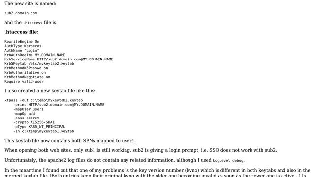 Apache and Kerberos SSO with multiple vhosts and multiple SPNs смотреть онлайн