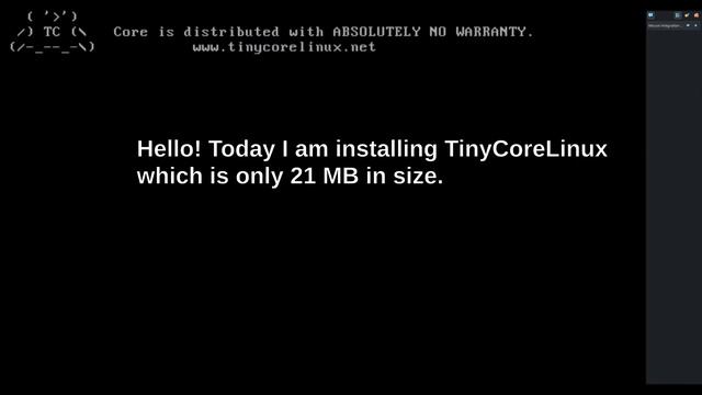 Installing TinyCoreLinux смотреть онлайн