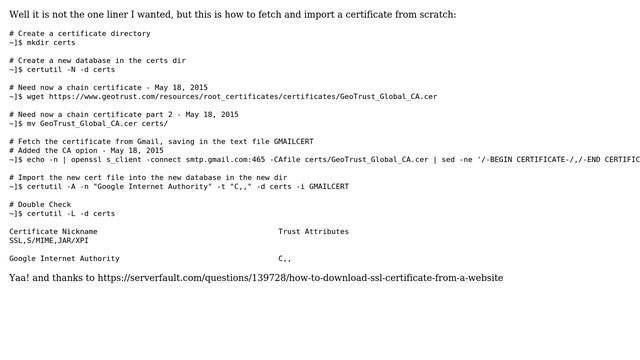 smtp.gmail.com from bash gives "Error in certificate: Peer's certificate issuer is not recognized." смотреть онлайн