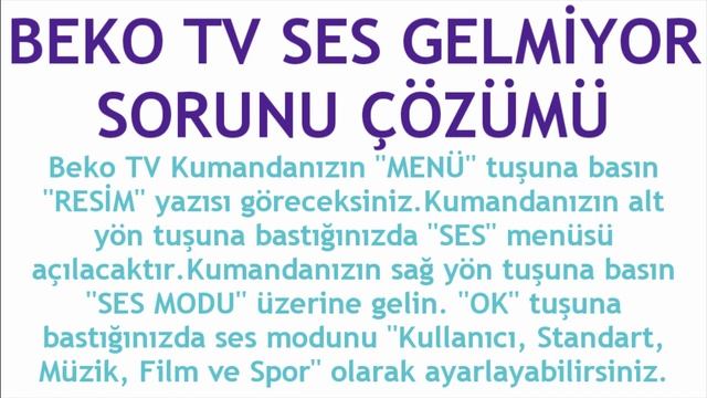 Beko TV Ses Gelmiyor Sorunu Çözümü смотреть онлайн