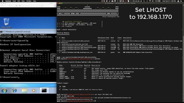 EternalBlue Attack Via MetaSploit смотреть онлайн