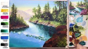 Водопад и цветы. Пейзаж АКРИЛ! Сезон 5-12 | Мастер-класс ДЕМО