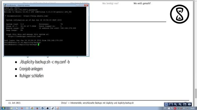 Talk: Inkrementelle, verschlüsselte Backups mit duplicity und duplicity-backup.sh смотреть онлайн