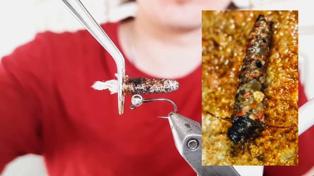 Мушка Андрея Тороповского MOP Cased Caddis. Нимфа ручейник в домике. смотреть онлайн