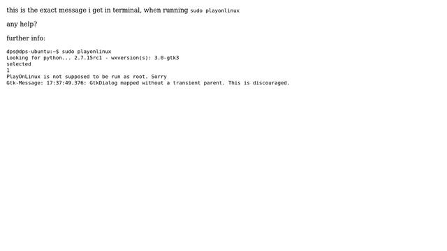 Ubuntu: "PlayOnLinux is not supposed to be run as root. Sorry" смотреть онлайн