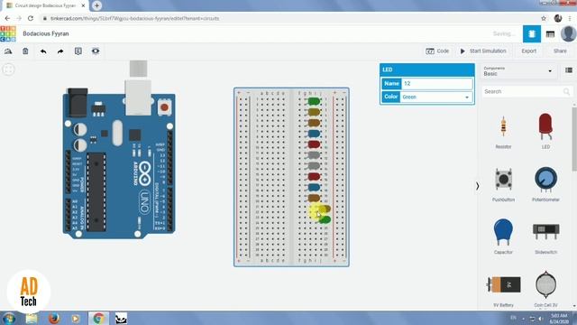 Tinkercad Circuit Tutorials [LED CHASER] {PART 2} |HINDI| by AD Tech смотреть онлайн