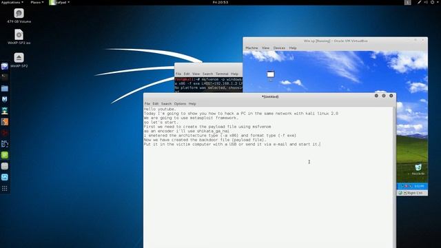 Kali Linux 2.0 2015 - Hacking Windows PC with msfconsole shikata ga nai backdoor. смотреть онлайн