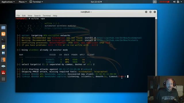 Ethical Hacking Lab 6.2 - Cracking WEP, WPA, WPA2 Wifi Passwords with Wifite. смотреть онлайн