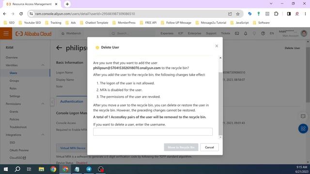 How to Delete or remove a user from alibaba cloud console смотреть онлайн