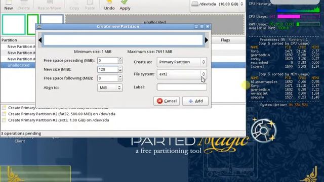 Particionar el disco con PartedMagic. смотреть онлайн