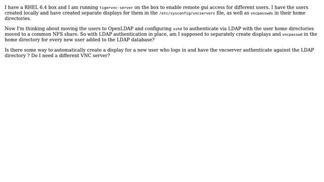 Unix & Linux: How to make vnc server and ldap authentication work together? смотреть онлайн