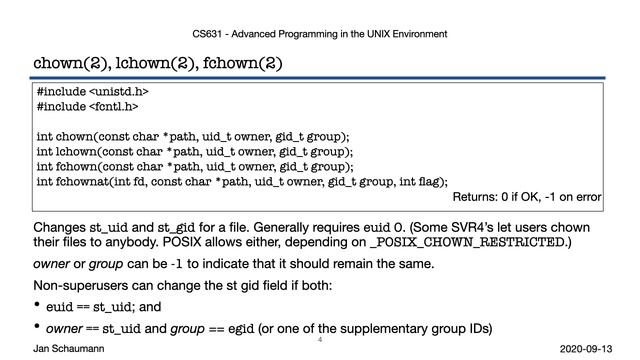 Advanced Programming in the UNIX Environment: Week 03, Segment 4 - chmod(2) and chown(2) смотреть онлайн