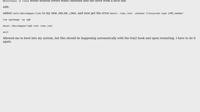 initramfs - ERROR: device '/dev/mapper/vg0-root' not found, Skipping fsck (2 Solutions!!) смотреть онлайн