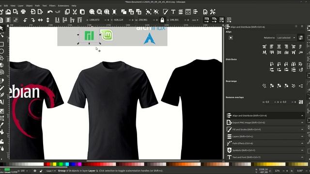 Speed Art Inkscape 1.0: T-shirt design for Linux users (Ubuntu, Debian, Manjaro, Linux Mint, Arch) смотреть онлайн