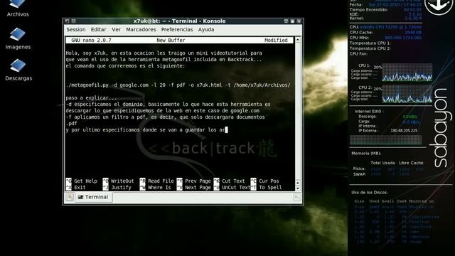 - x7uk - Tutorial Metagoofil - BackTrack 4 .avi смотреть онлайн