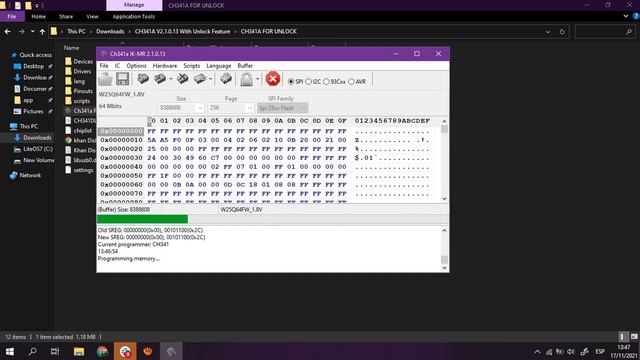 Flashing process Dell p22t, chip Bios W25q64FW with ch341a flasher. смотреть онлайн