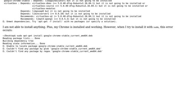 Ubuntu: google-chrome-stable : Depends: libappindicator1 but it is not going to be installed смотреть онлайн