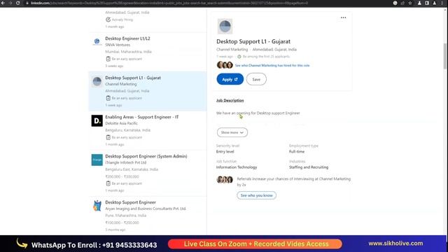 Desktop Support Engineer Demo Class | New Online Batch On Zoom | Hindi смотреть онлайн