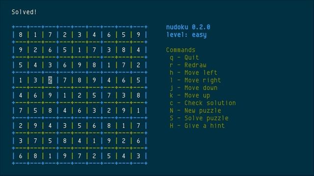 nudoku, ncurses-based sudoku game смотреть онлайн