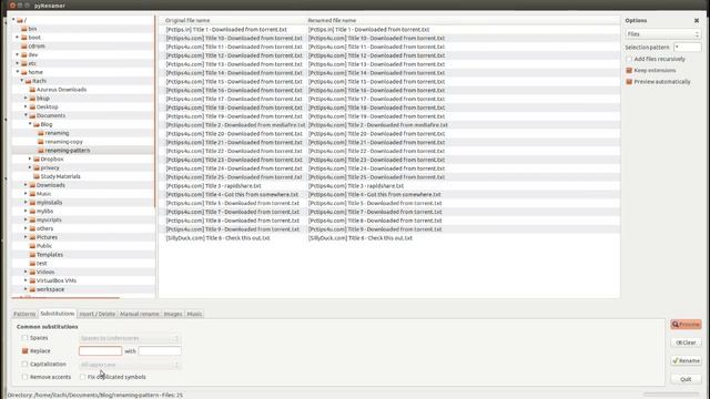 Rename multiple files in LINUX with pyRenamer смотреть онлайн