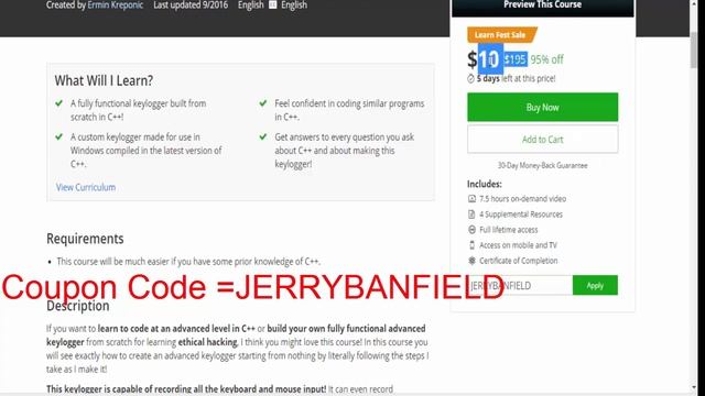 Free Build an Advanced Keylogger using C++ for Ethical Hacking! UDEMY COURSE 100% OFF смотреть онлайн